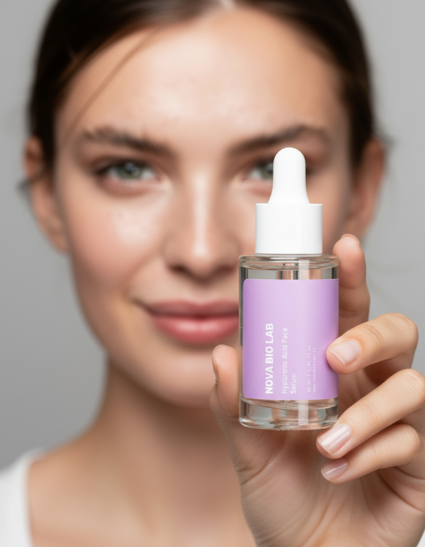 Siero Viso all'Acido Ialuronico NOVA BIO LAB - Certificato COSMOS NATURAL -  30ml